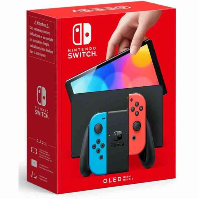Console Nintendo Switch (Modèle OLED) avec Manettes Joy-Con Bleu Néon/Rouge Néon 1