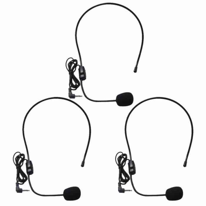3pcs microphone monté sur la tête utile filaire pratique haut-parleur micro pour adultes hommes femmes CASQUE AVEC MICROPHONE