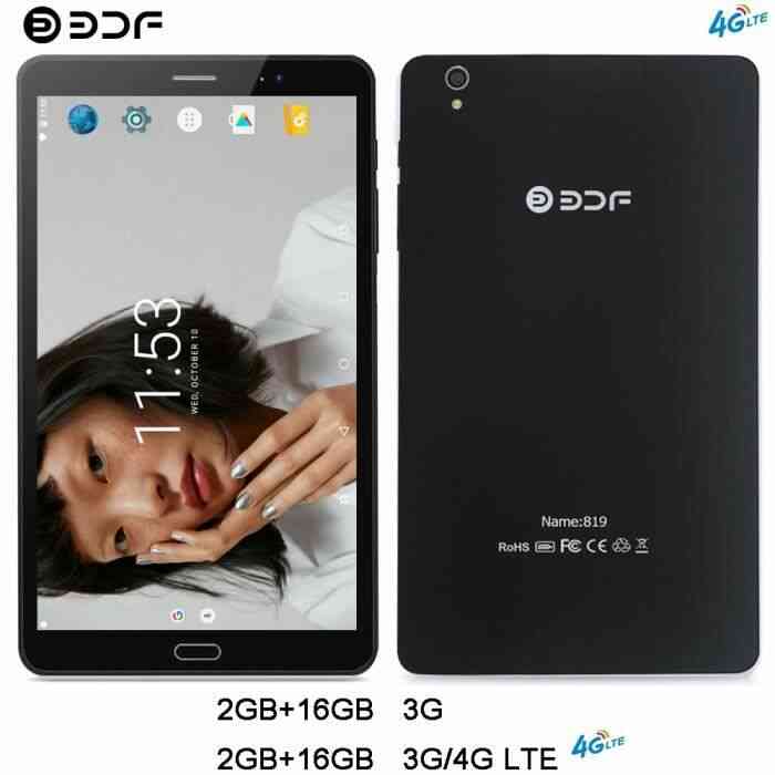 BDF 8 Pouces Tablet Pc 2.5D Ecran 3G / 4G LTE Tablette 1920 * 1200 IPS 2Go + 16Go 12MP + 5MP Tablette Pour Téléphone Portable Androi