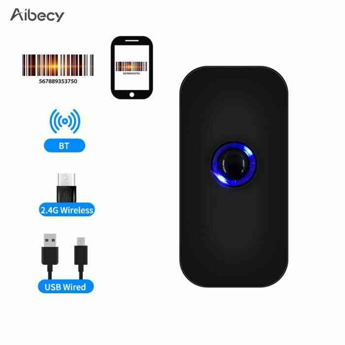Aibecy Handheld 3-en-1 Scanner de codes à barres 1D Support Connection BT 2.4G et USB Compatible avec Windows Android Mac iOS
