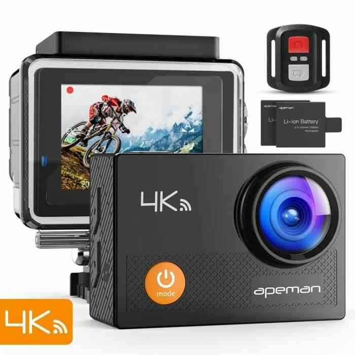APEMAN Caméra Sport 4K 16MP WiFi avec Télécommande Appareil Photo Ultra Étanche à 30M Équipée de 24 Kits d'accessoires de Montage