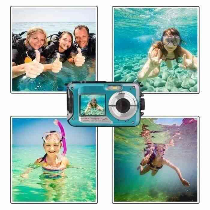 Appareil photo numériq Etanche Portable 24MP 1080P double caméra sous-marine d'action vidéo enregistreur vidéo-bleu S02616