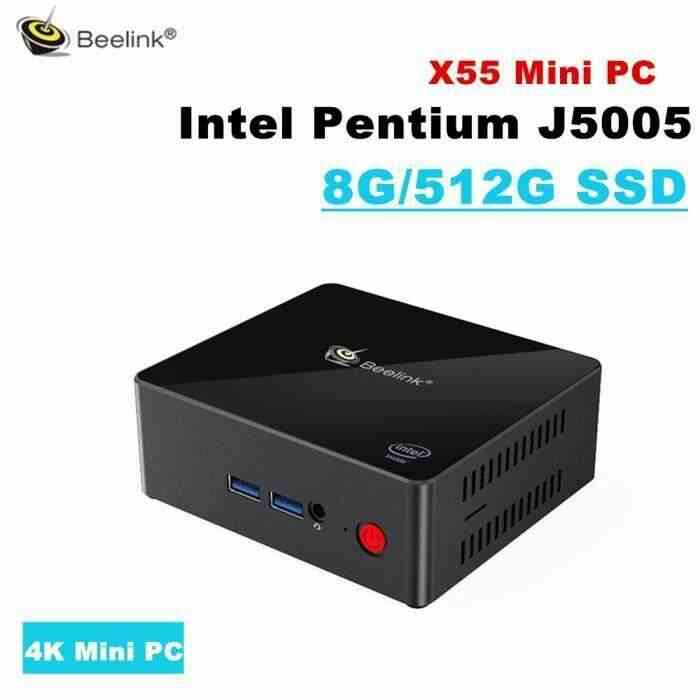 Beelink Gemini X55 Mini PC 8GB RAM+512GB SSD Intel GEMINI LAKE Pentium J5005- Intel UHD Graphics 605-4 X USB3.0 -2 X HDMI-Support 4K