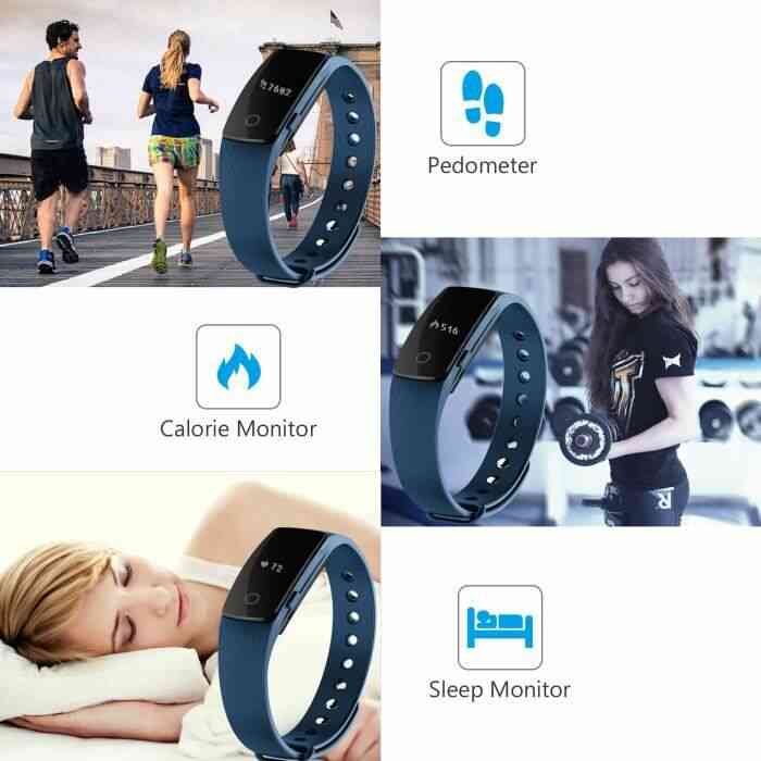 Bracelet Intelligent Montre Sport Étanche Connectée SAVFY Bluetooth Connecté Fitness Tracker podomètre calories sommeil fréquence