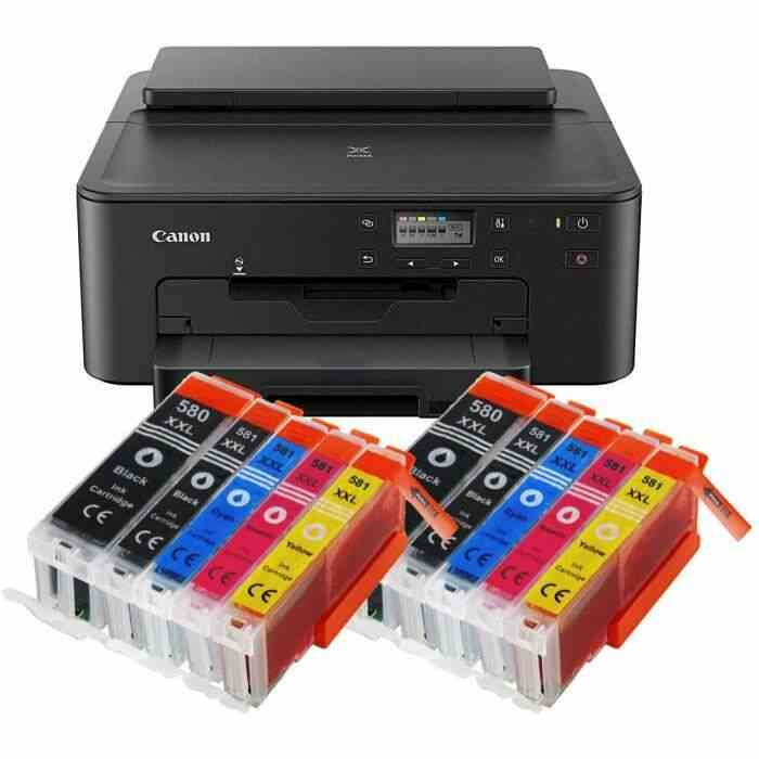 Canon Pixma TS705 TS-705 Imprimante à jet dencre couleur (imprimante, USB, impression CD, WLAN, LAN, Apple AirPrint) Noir + lot de