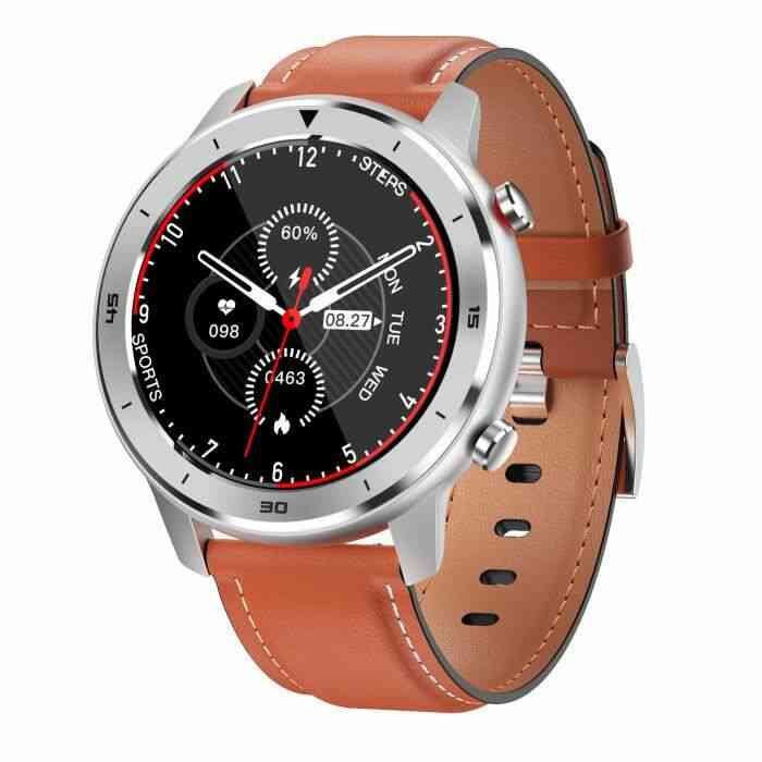 DT78 Smart Watch Sports Smartwatch Fitness Bracelet B1.3 pouces Plein Écran Tactile 230mAh Batterie IP68 Bracelet en cuir orange