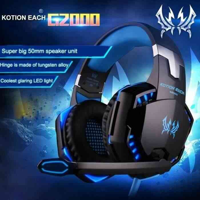 EACH G2000 Casque Gaming Stéréo USB Plug Led Alimentation Vibration Fonction Jeux Professionnel Ear Force avec Microphone