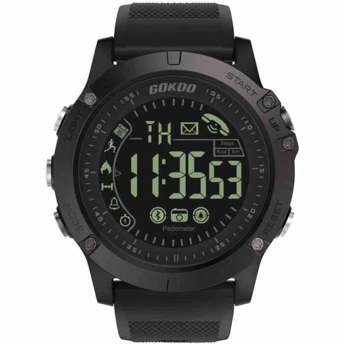 GOKOO Montre Connectée Homme Smartwatch Sport Militaire Bluetooth Montre Intelligente Multifonction Etanche Digital Quartz Montre Fi