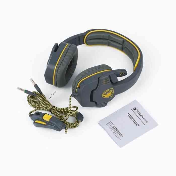 Gris et Jaune PU souple stéréo Coussin en cuir Gaming Headset Pour SADES SA708-Gris et jaune