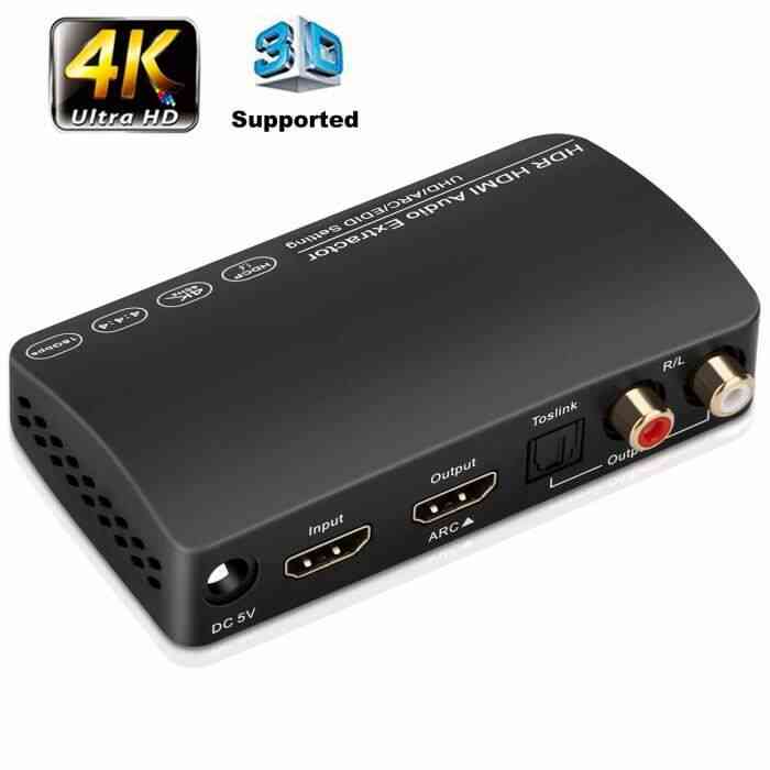 HDMI Audio Extractor Splitter Support Channel Haut-parleur stéréo 5.1 - ADV - 2.0 Toslink RCA (L - R) Séparateur Version US 1.4