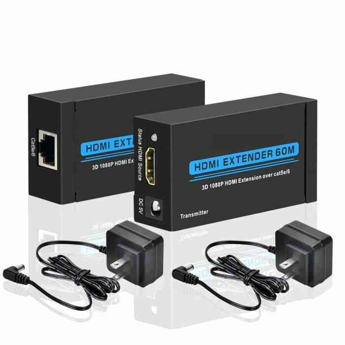 HDMI Extender Over Single Cat 5E - 6 - 6a 60M Prise en charge Full HD 1080P 3D HDCP EDID Câble Ethernet LAN Prise européenne