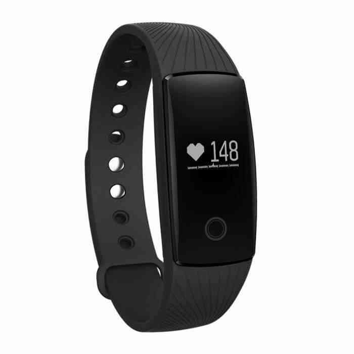 ID107 Bluetooth 4.0 Bracelet intelligent Moniteur de fréquence cardiaque Smart Band Fitness Tracking pour Android iOS - Noir A45402