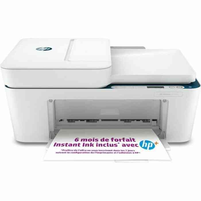 Imprimante tout-en-un HP Deskjet 4130e Jet dencre couleur Copie Scan Blanc 6 mois d Instant ink inclus avec HP+ 1