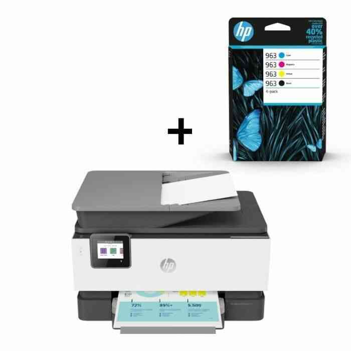 Imprimante tout-en-un HP OfficeJet Pro 9012e Jet dencre couleur Copie Gris et blanc 6 mois d Instant ink inclus avec HP+ 1