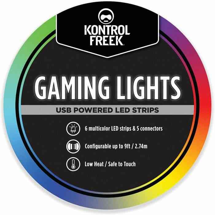 KontrolFreek Lumières de Jeu : LED Bandes Lumineuses, USB Alimenté avec Contrôleur, 3M Adhésif pour TV, Console, PC, Mur