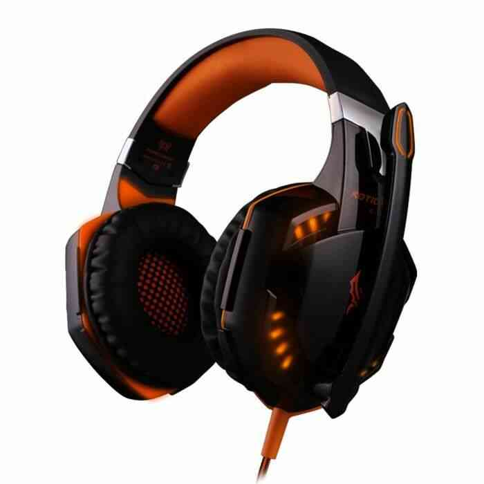 KOTION EACH G2000 stéréo Salut Fi Gaming Casques avec microphone Lumières Game Music Casque pour PC Gamer Orange