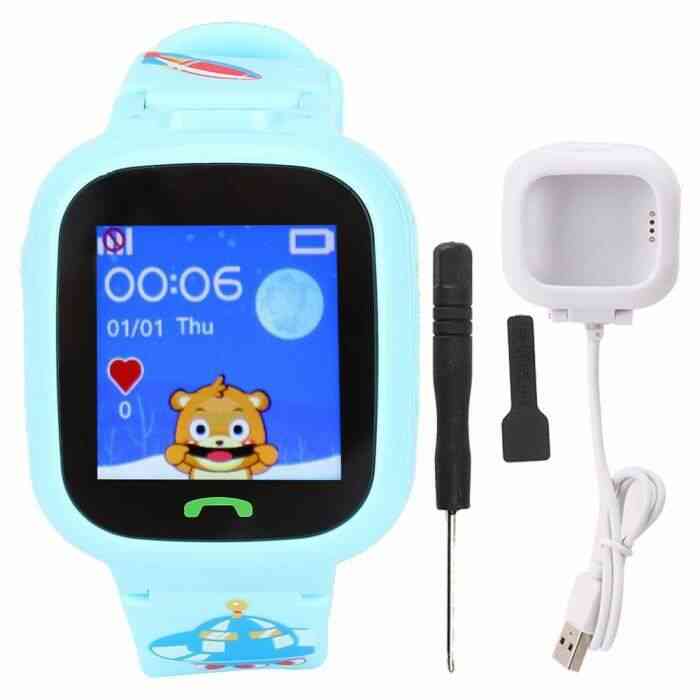 MEIHE Enfants Kid Smartwatch GPS étanche montre de positionnement caméra SOS réveil (bleu)