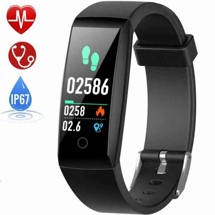 Montre Connectée Cardiofréquencemètre Bracelet Connecté Podomètre GPS Fitness Tracker d’Activité Tension Artérielle Smartwatch Sport
