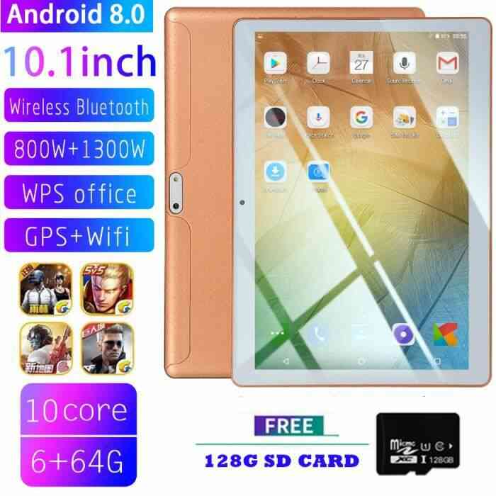 Or- Nouveau 10.1 pouces Tablette PC 10 Core 3G Appel Téléphonique 6+64GB Android Wi-Fi Bluetooth Double SIM Tablette