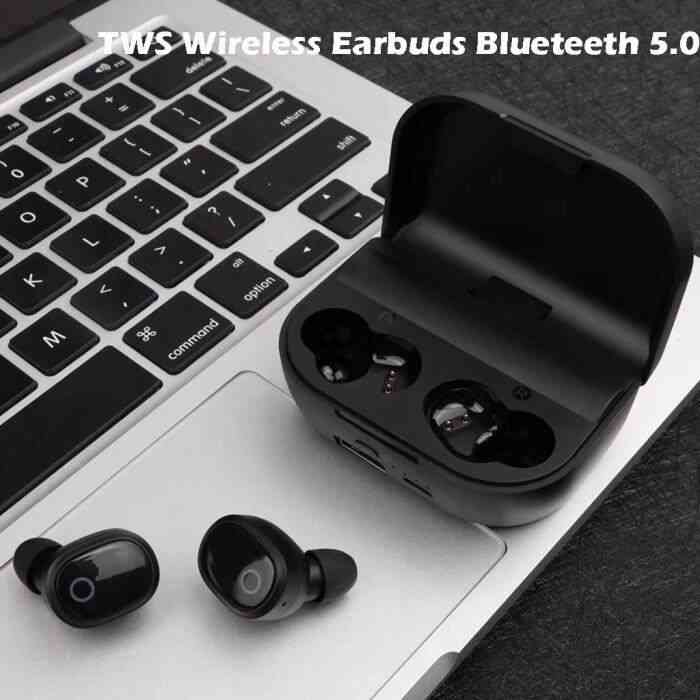 Oreillettes sans fil Blueteeth 5.0TWS casque stéréo avec étui de charge Microphone Casque Bluetooth 1200