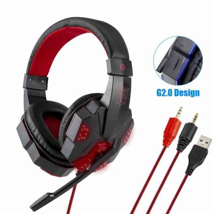 PS4 PC X boxed computer réglable Gamer filaire stéréo surround gaming microphone casque rouge