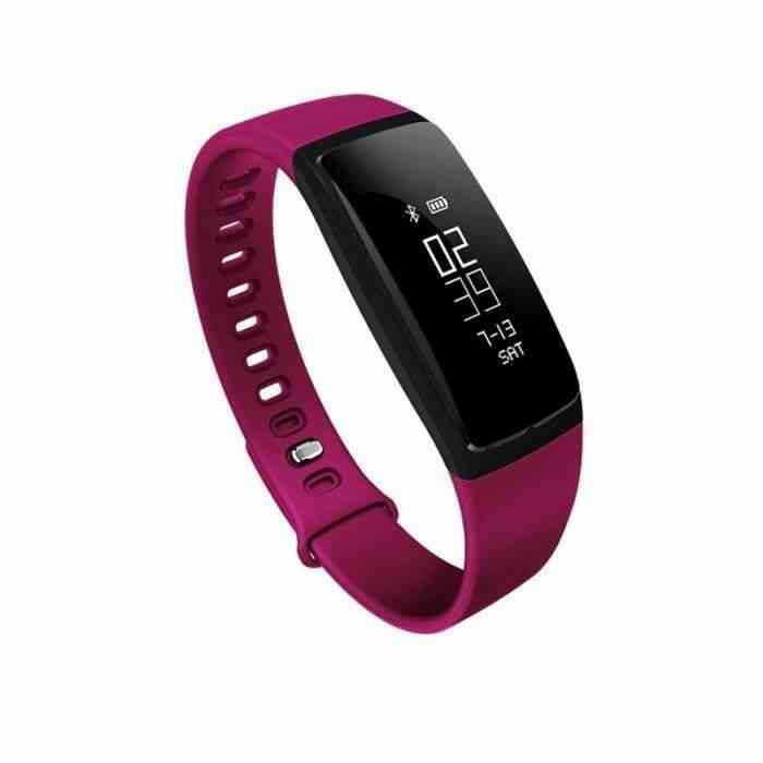 Rouge V07 Bluetooth Smartband Heart Rate Monitor de pression artérielle Watch Smart Bracelet Fitness étanche pour téléphone Android