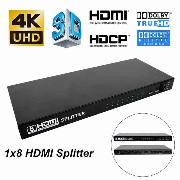 Répartiteur alimenté par HDMI de 4K 1x8 8 ports avec chargeur pour Full HD 3D et support 4Kx2K——