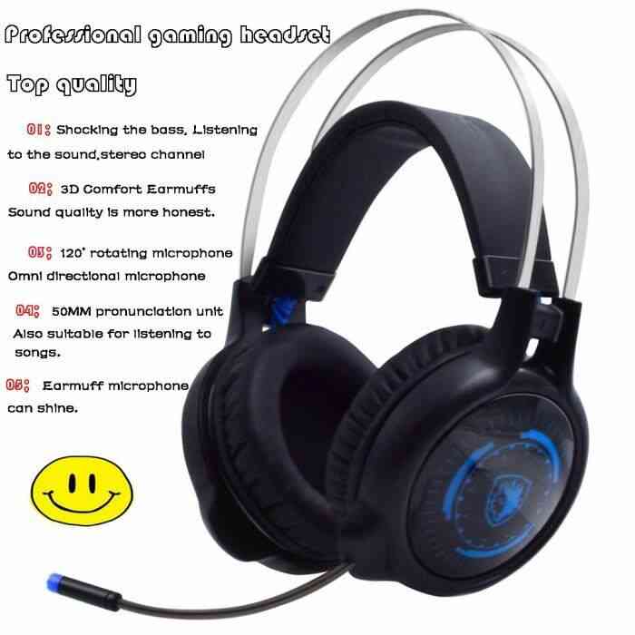 SADES G50 Surround Sound Stereo USB Over-the-Ear Gaming Headset pour PC Casque Bluetooth 1271
