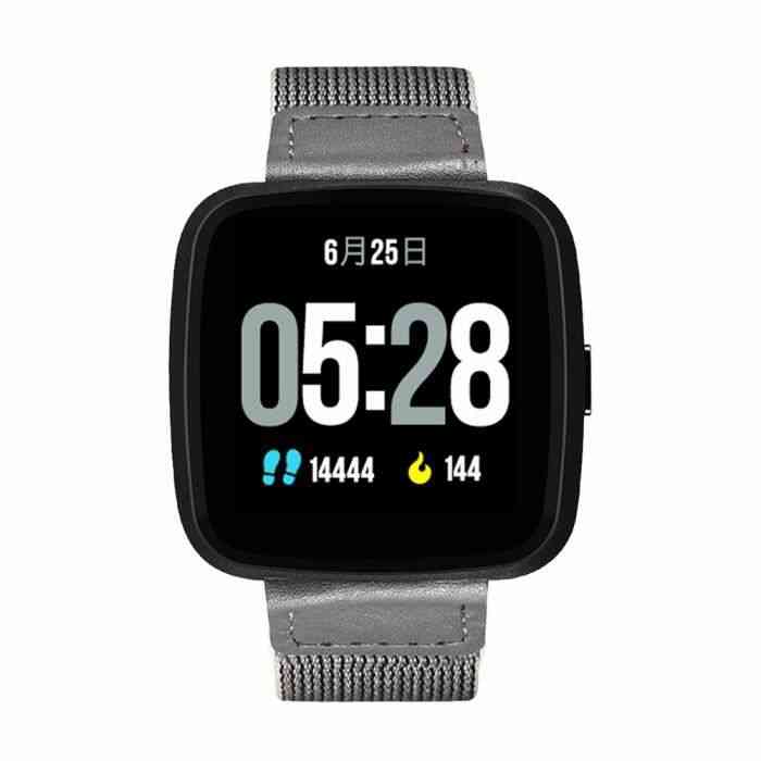 Sports Smart Watch fréquence cardiaque 1,3in (Ceinture en cuir noire)