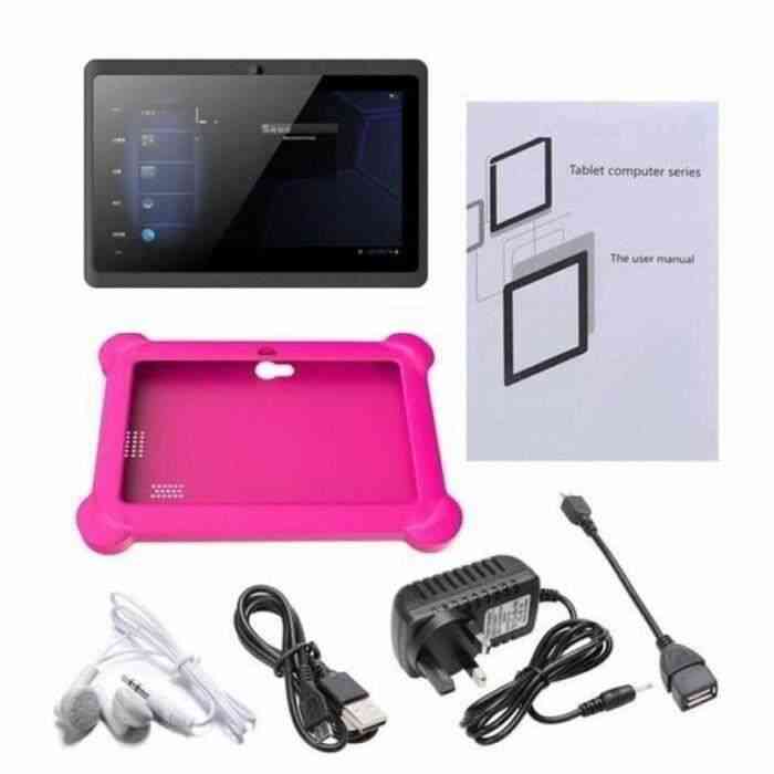 tablette noir + housse protection Q88 écran Tablet Android Allwinner A33 Capacitif 7'' Quad Core 512Mo + 8 Go Avec double caméra