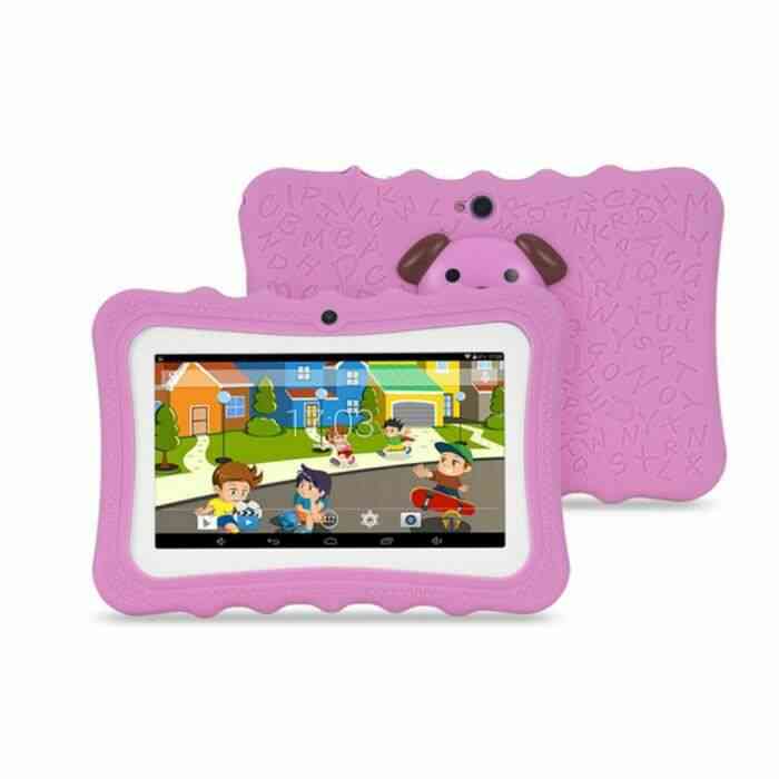 Tablette Pour Enfants, Écran Hd 7 Pouces Avec Étui En Silicone (Quad Core, 8 Go, Wifi, Bluetooth, Appareil Photo Avant Et-Android4.4