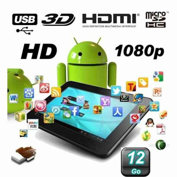 Tablette tactile capacitif android 7'' FULL HD 1080P 3D 12Go