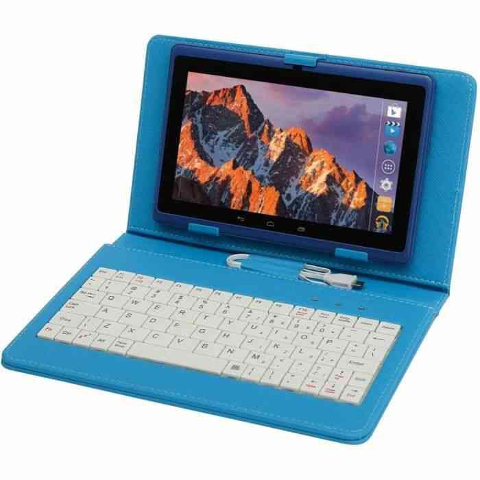 Tablette Tactile Ecran 7 Pouces, Tablet PC avec Clavier(AZERTY) Android Quad Core Ordinateur Portable, 8Go ROM, Double Caméras, WiFi