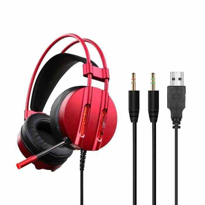 V3 LED Casque micro Surround Sound Noise Reduction Gaming casque 3,5 mm-rouge