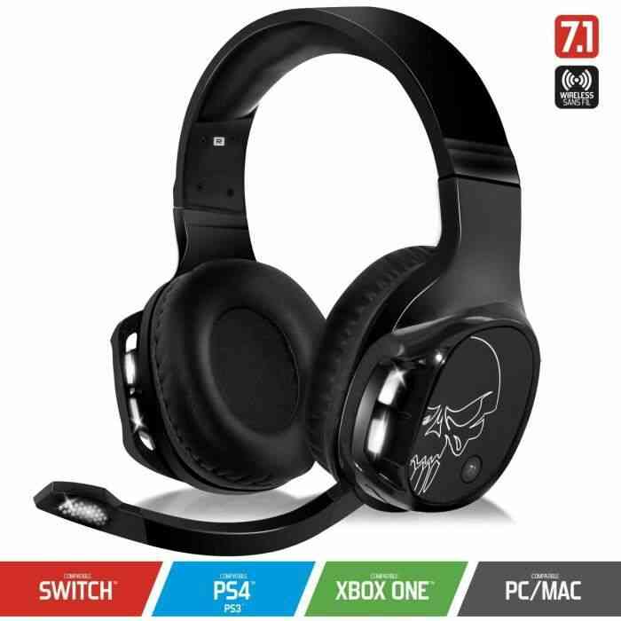 CASQUE GAMER Audio Sans Fil 7.1 Surround Pro Gamer – LED - Simili Cuir - Microphone Flexible – 12H Autonomie - PC / PS4/ XBOX ONE