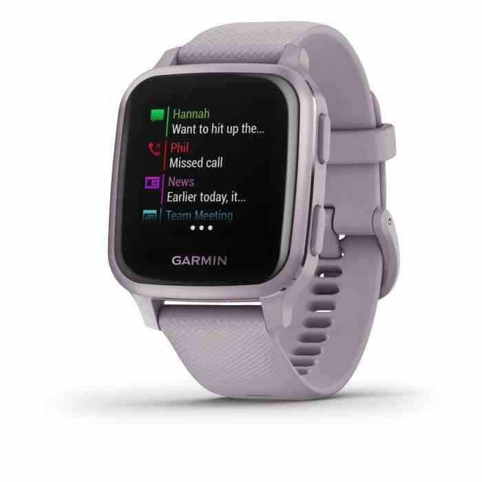GARMIN Venu Sq - Montre GPS de sport connectée santé et bien-être - Lavande - Bracelet rose 1