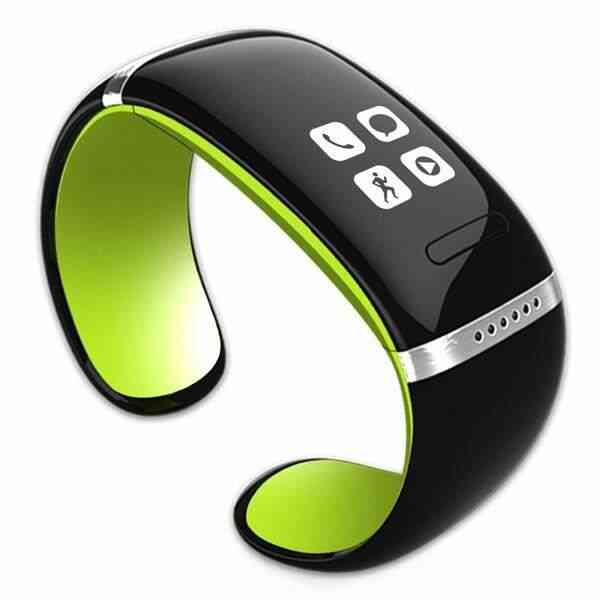 montre connectee L12S Montre et sport podomètre Bracelet Bluetooth avec affichage LED appel ID / réponse / composer/SMS syn (vert)