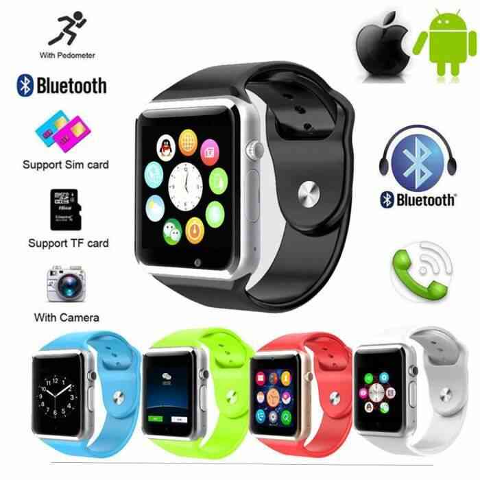 SIM/TF Bluetooth Montre intelligente Pour Téléphone intelligent A1 GSM écran tactile Hommes femmes Montre de sport montres-Noir