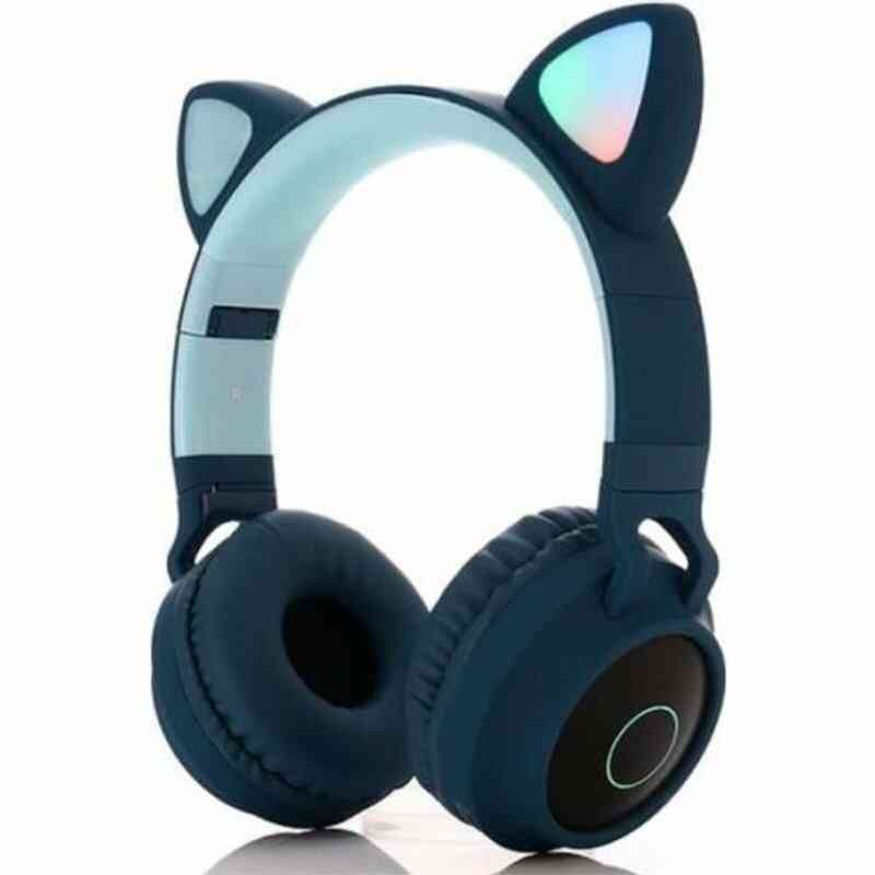 Où Trouver Casque Bluetooth Pliable Pour Enfants Filles Casque Audio  Ecouteurs Sans Fil Avec LED Oreilles De Chat Headphones Cat Ear Bleu Fonce  Le Moins Cher