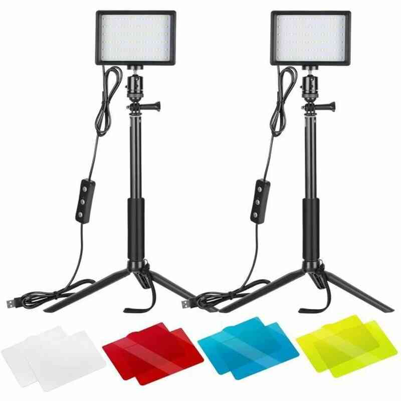 NEEWER Studio photo et éclairage Neewer LED Panneau USB Lumière Vidéo 5600K Réglable Lot de 2 Lampe LED avec Trépied et Filtre