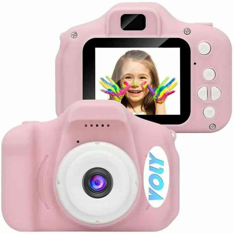 VOLY Appareil Photo pour Enfants,Mini Caméra Numérique Rechargeable  Caméscope Antichoc Photo vidéo,HD 1080P vec 32G de Micro SD Rose